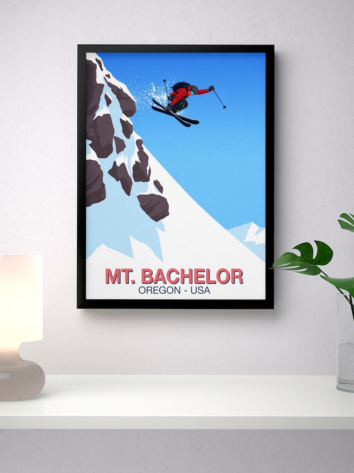 Mount Bachelor Ski Resort Travel Poster, Ski Print - Image 2