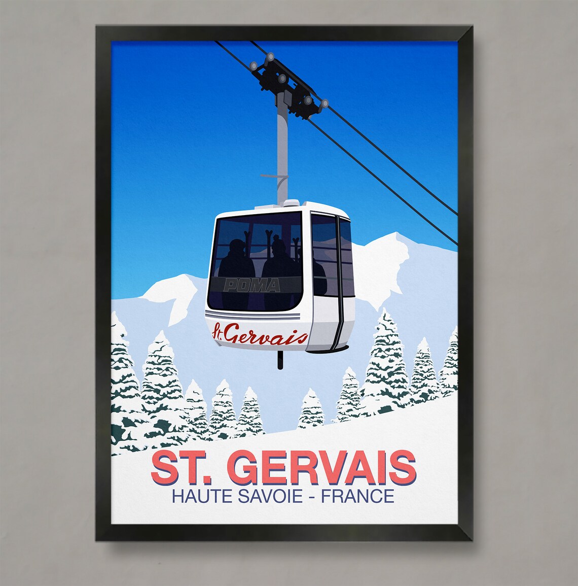 St Gervais Ski Poster, Alpine Resort Travel Poster