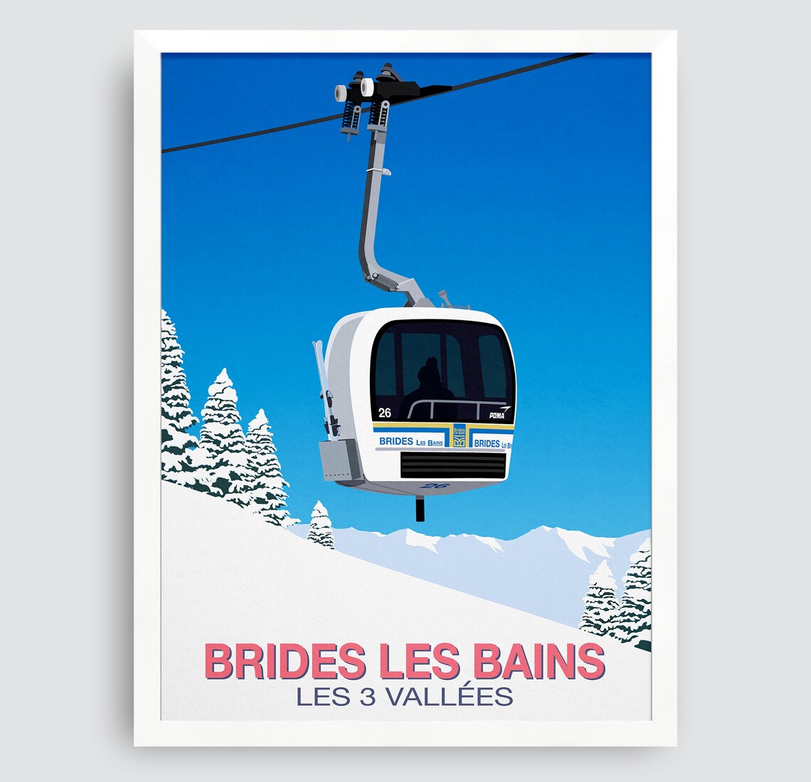 Brides Les Bains Gondola Les 3 Vallees Ski Resort Travel Poster - Image 3