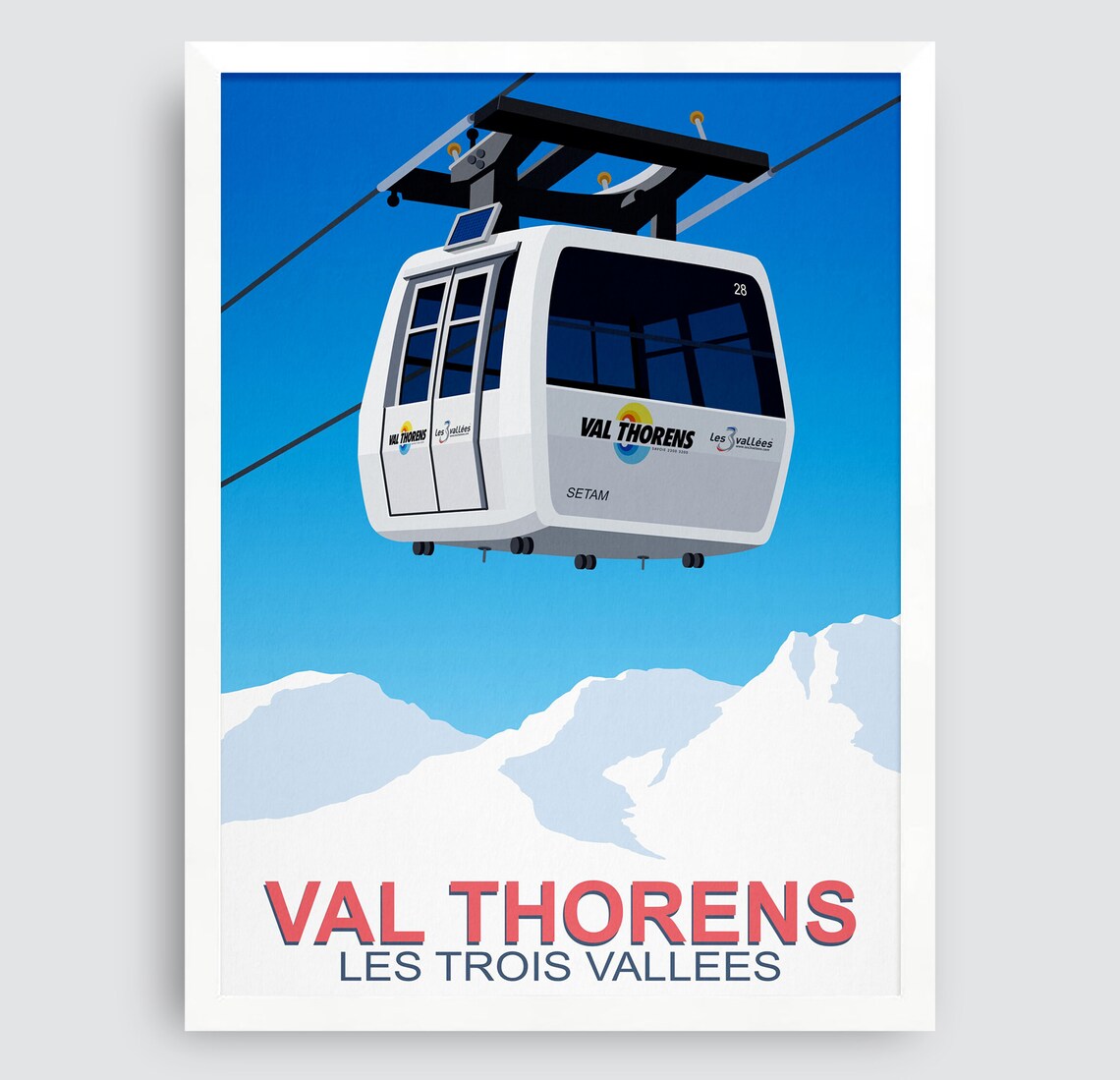 Val Thorens Gondola Les Trois Vallees Ski Resort Travel Poster - Image 3