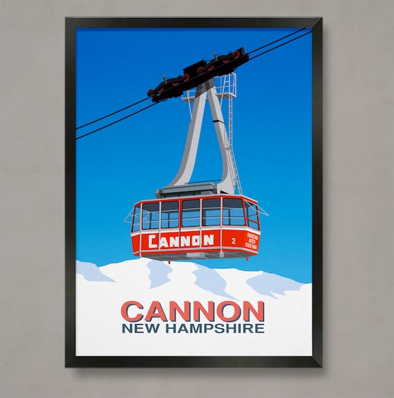 Cannon Ski Resort Red Cable Car Travel Poster