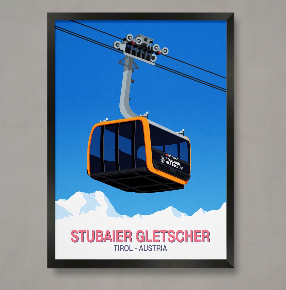 Stubaier Gletscher Ski Resort Travel Poster