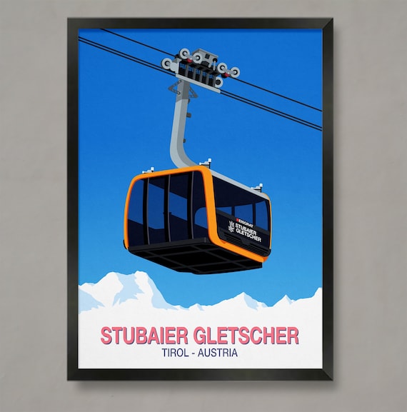 Stubaier Gletscher Ski Resort Travel Poster
