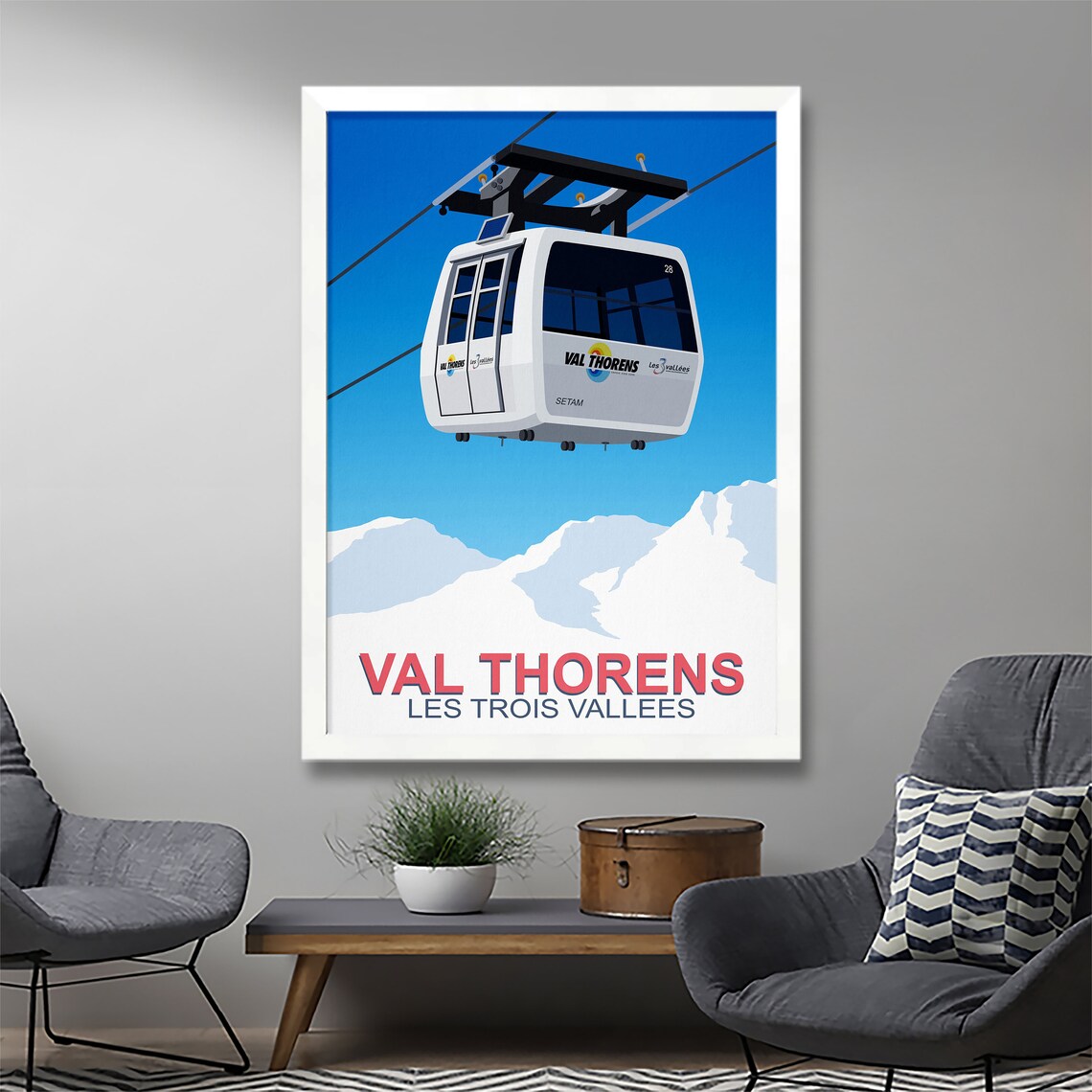 Val Thorens Gondola Les Trois Vallees Ski Resort Travel Poster - Image 2