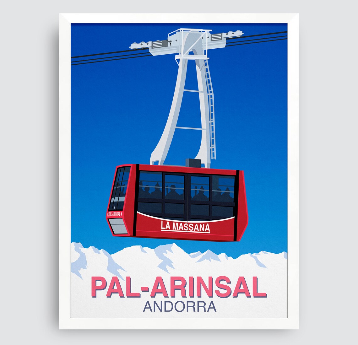 Pal Arinsal Andorra La Massana Red Gondola Vintage Ski Art Poster - Image 3