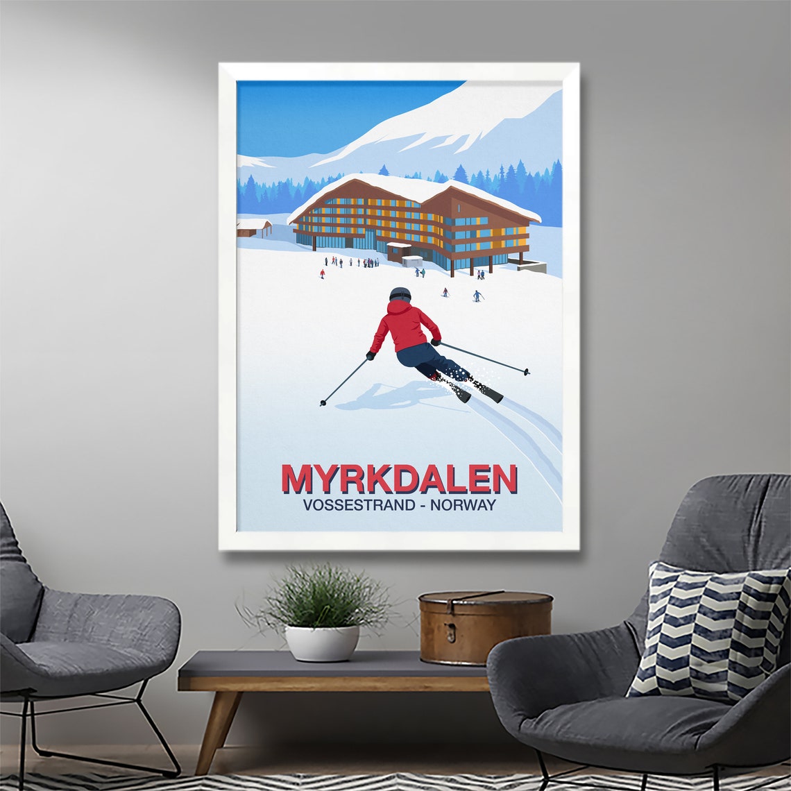 Myrkdalen Ski Poster Ski Resort Poster Ski Print Snowboard Poster Ski Gifts Ski Poster Myrkdalen Myrkdalen Ski Resort Myrkdalen Ski - Image 2