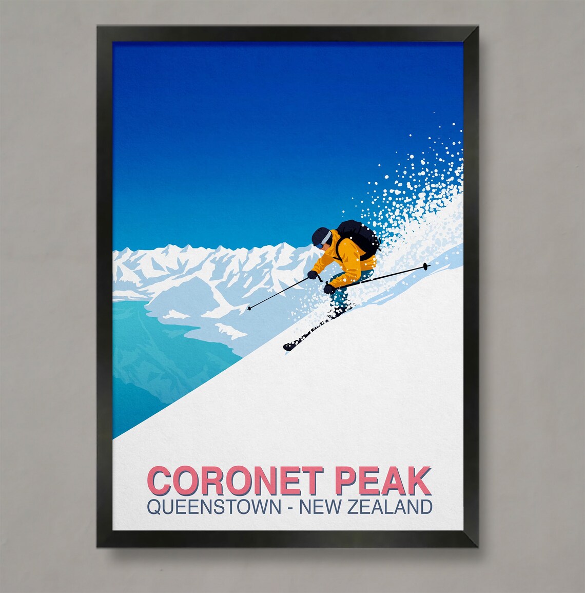 Coronet Peak Ski Poster, Mountain Travel Poster