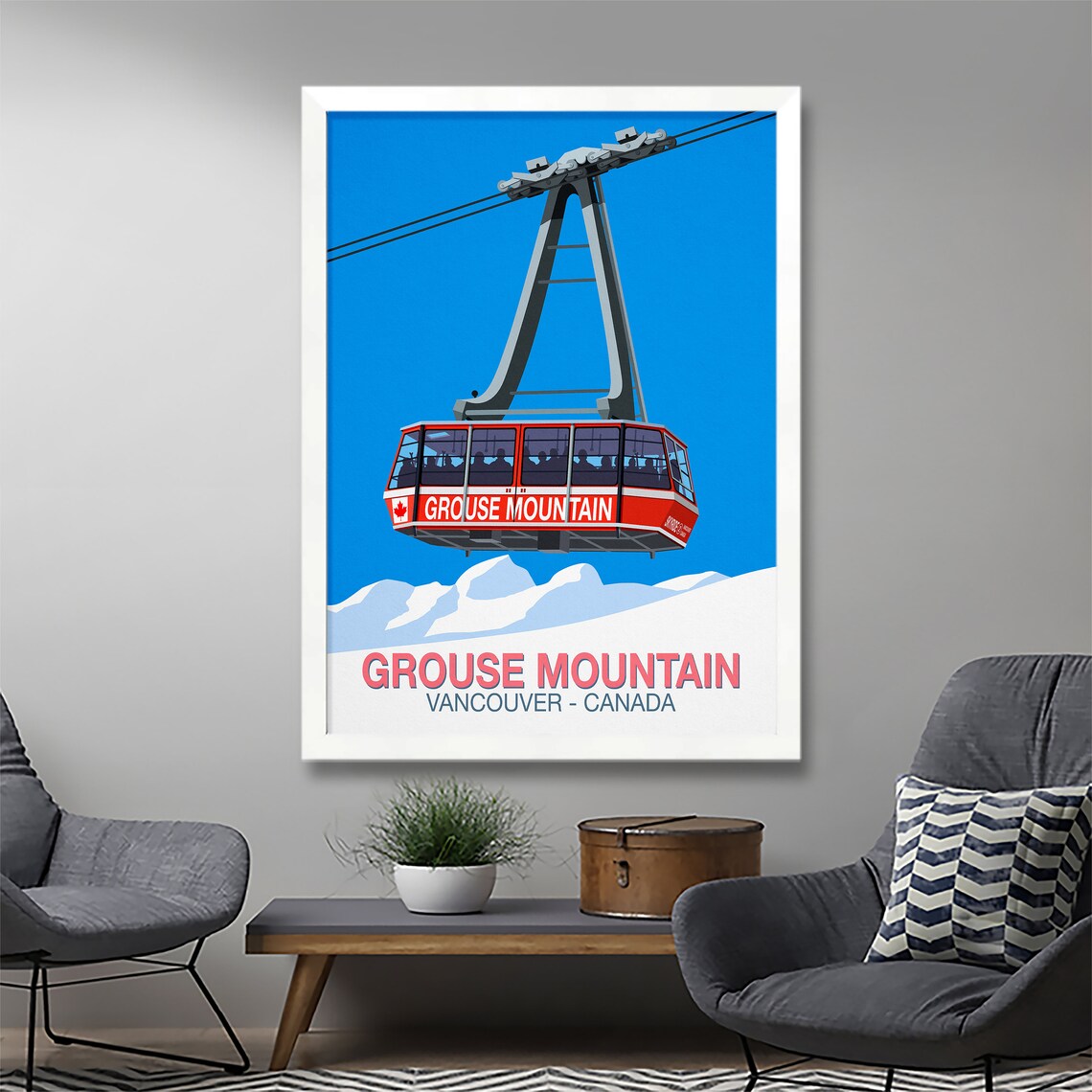 Grouse Mountain Ski Poster, Mountain Resort Travel Poster - Image 3