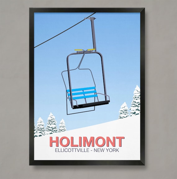 Holimont Ski Resort Travel Poster, Ski Print