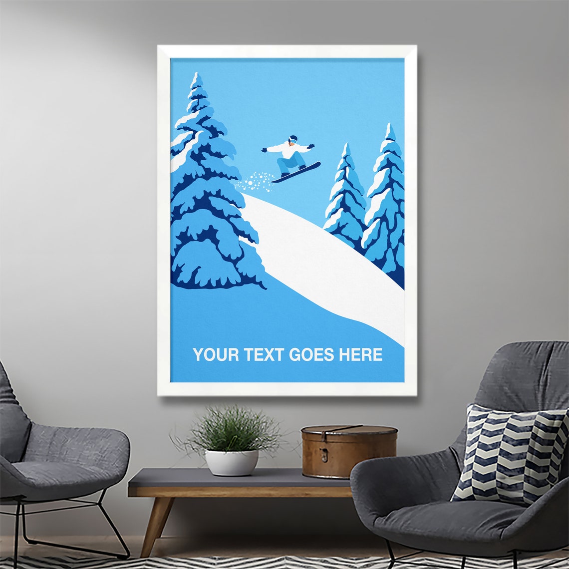 Personalised Snowboarder Jump Custom Text Snowboard Gift Poster - Image 2