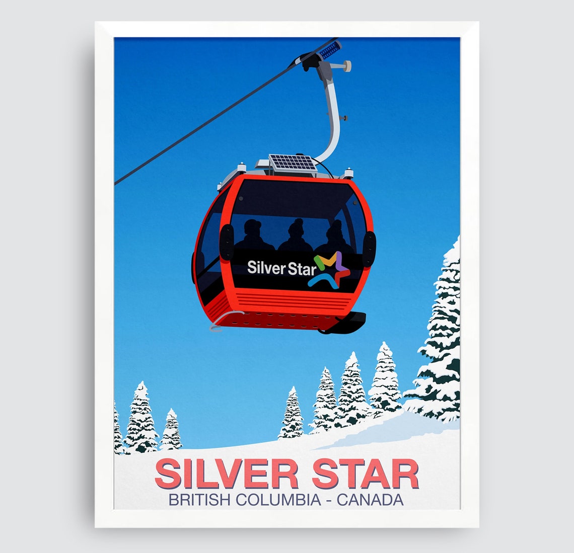 Silver Star British Columbia Red Gondola Retro Ski Resort Poster - Image 3