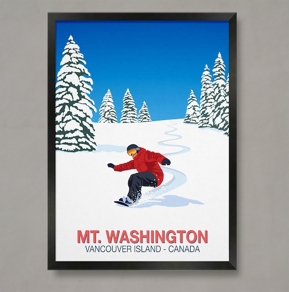 Mt Washington Vancouver Island Canada Snowboarder Pines Ski Poster