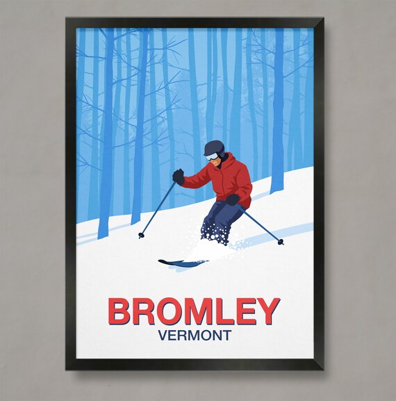 Bromley Ski Resort Vintage Travel Poster