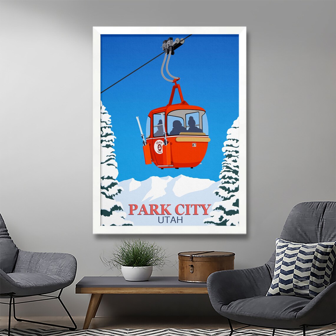 Park City Ski Resort Travel Poster, Ski Resort Print - Image 2