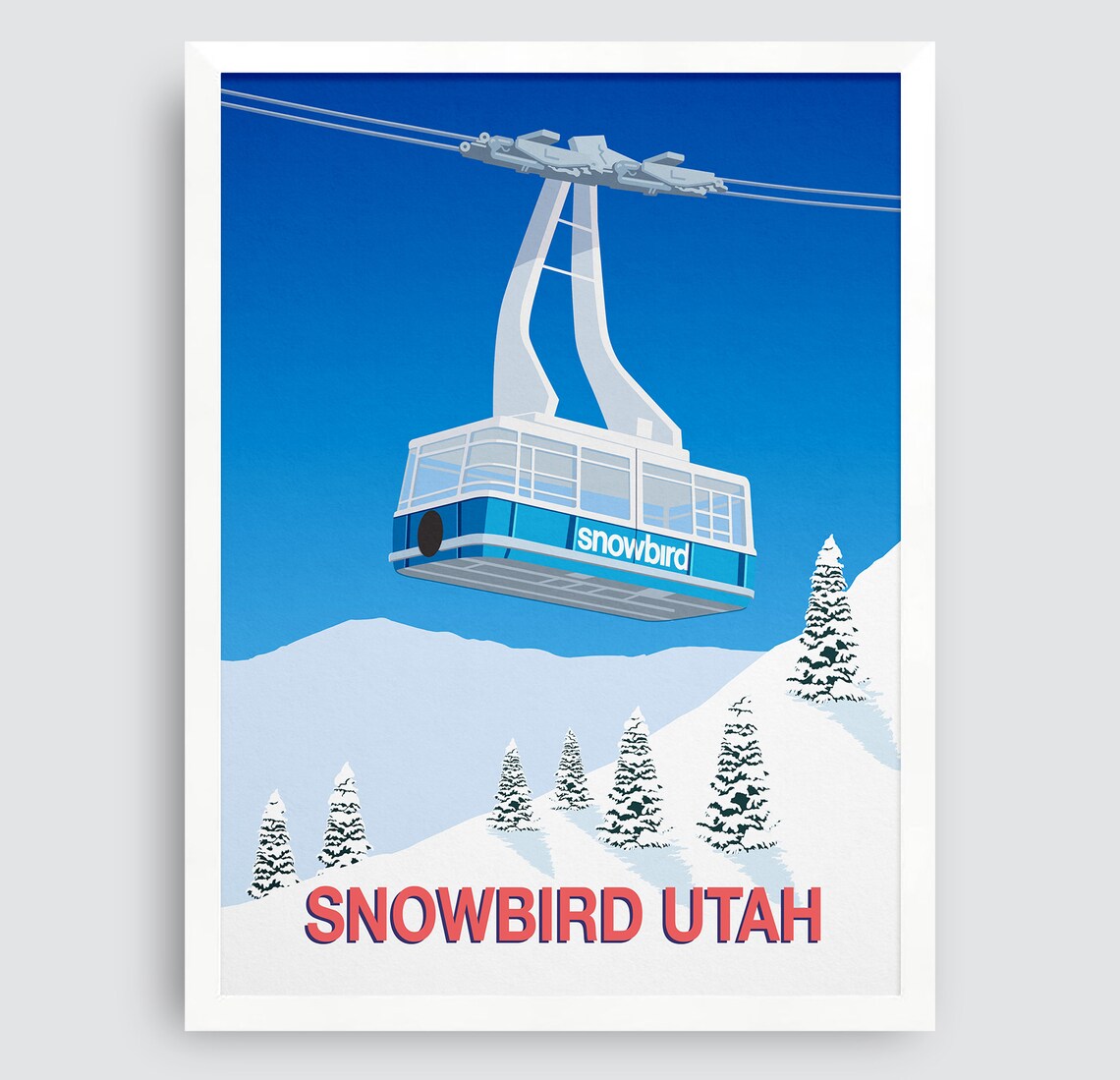 Snowbird Utah Blue Aerial Tram Cable Car Ski Resort Travel Poster - Image 3