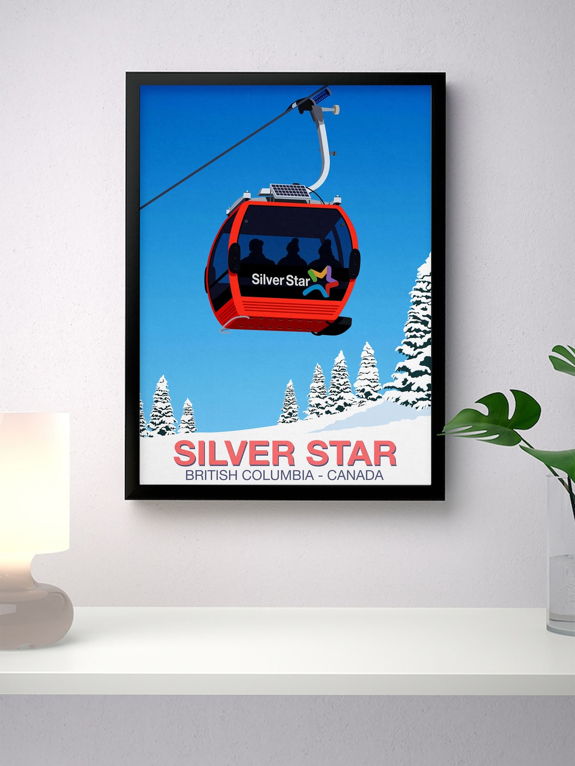 Silver Star British Columbia Red Gondola Retro Ski Resort Poster - Image 4