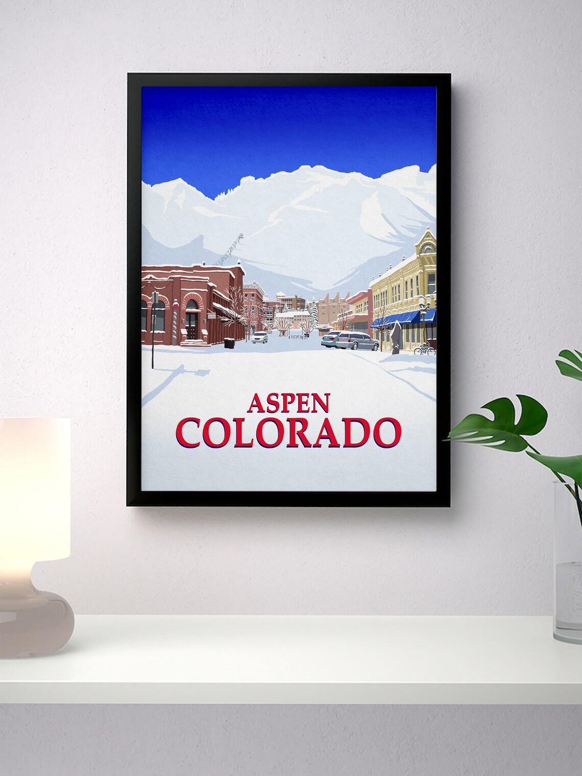 Aspen Colorado Snowy Downtown Winter Street Scene Travel Poster - Image 4