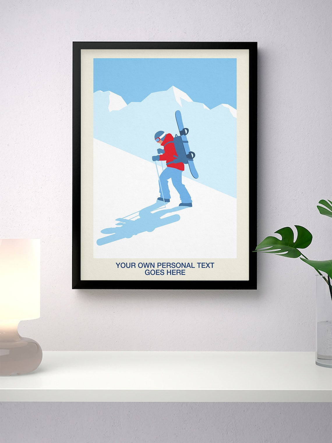 Personalised Snowboarder Hiking Custom Text Winter Gift Poster - Image 3