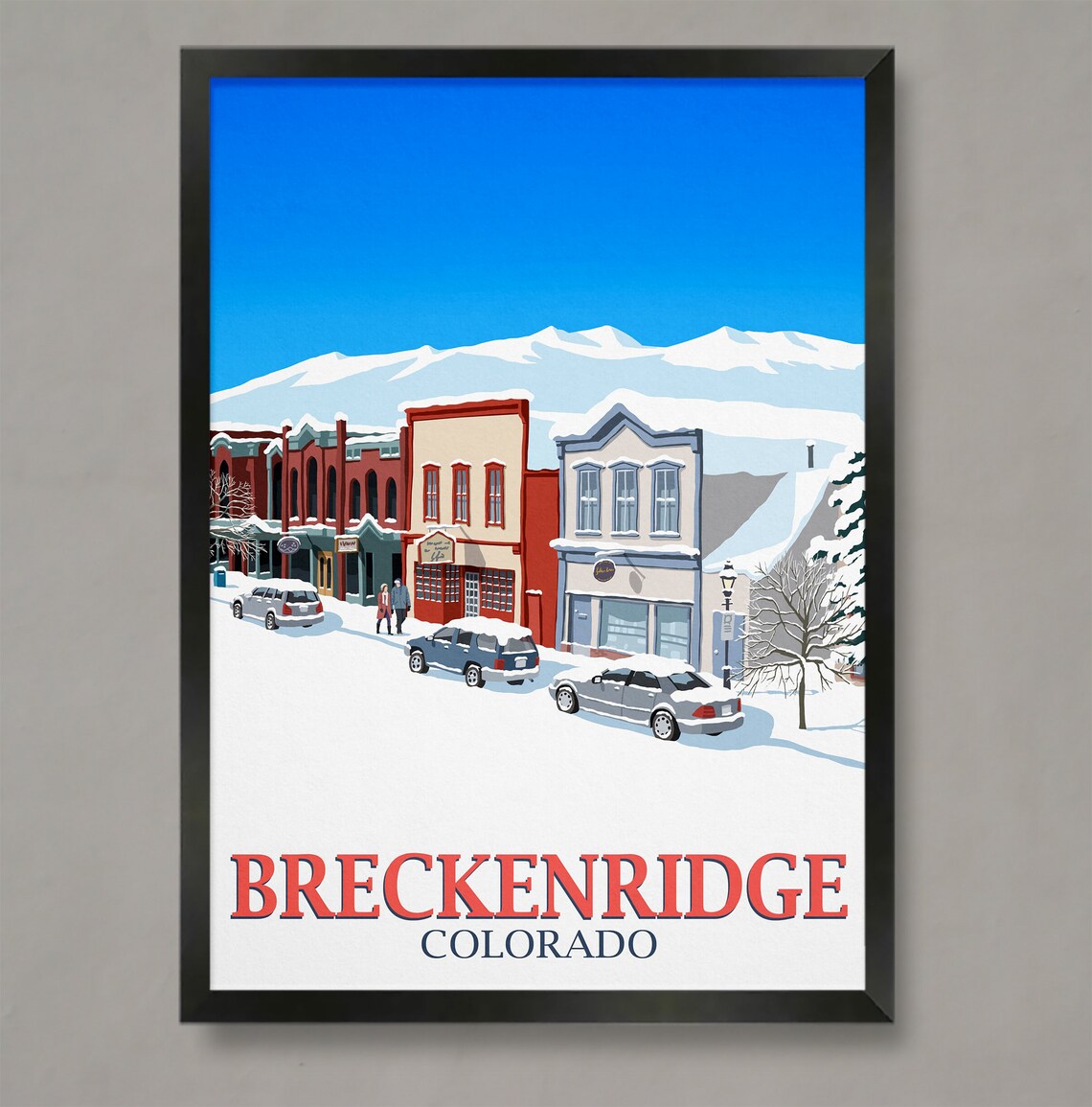 Breckenridge Colorado Snowy Main Street Winter Town Travel Poster