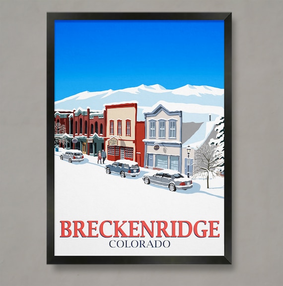 Breckenridge Colorado Snowy Main Street Winter Town Travel Poster