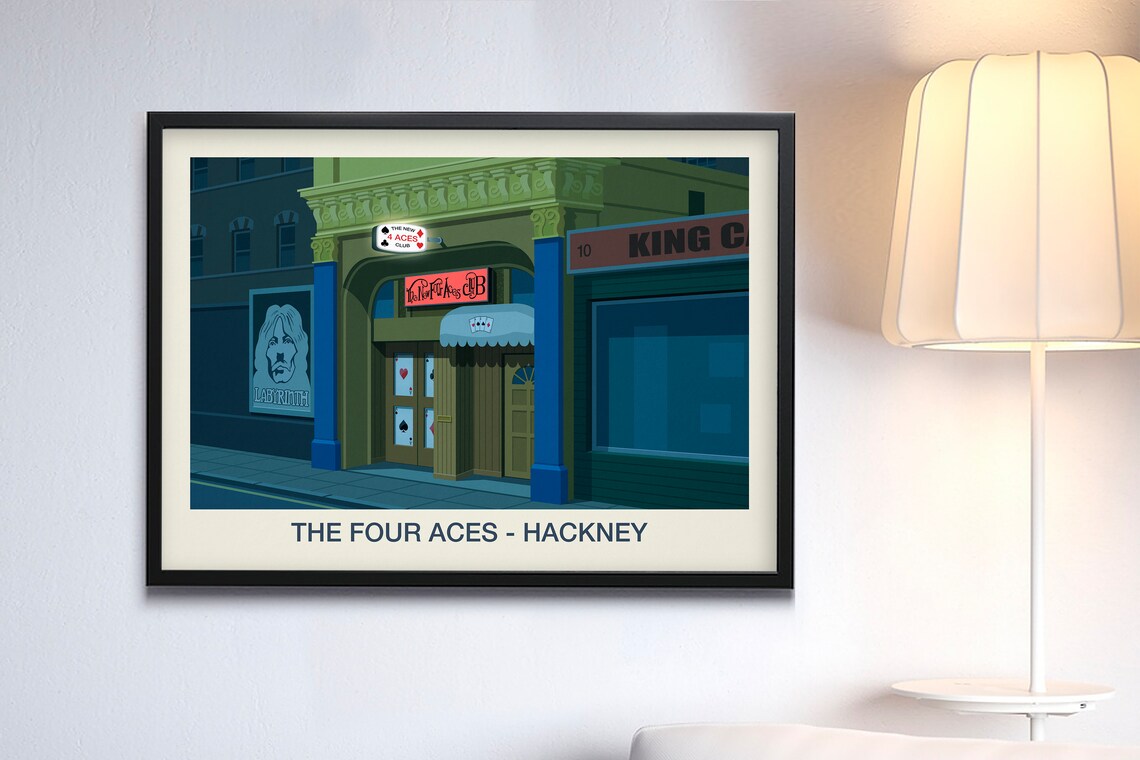 The Four Aces Hackney Nightclub Poster Playing Cards Venue Art - Image 3