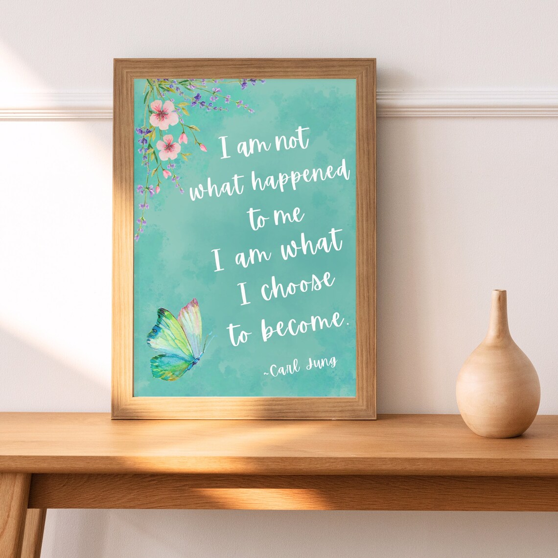 Carl Jung Quote I Am What I Choose to Become Teal Watercolor Poster - Image 5