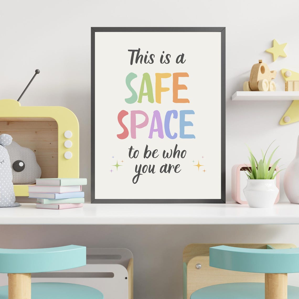 This Is a Safe Space to Be Who You Are Rainbow Classroom Poster - Image 4