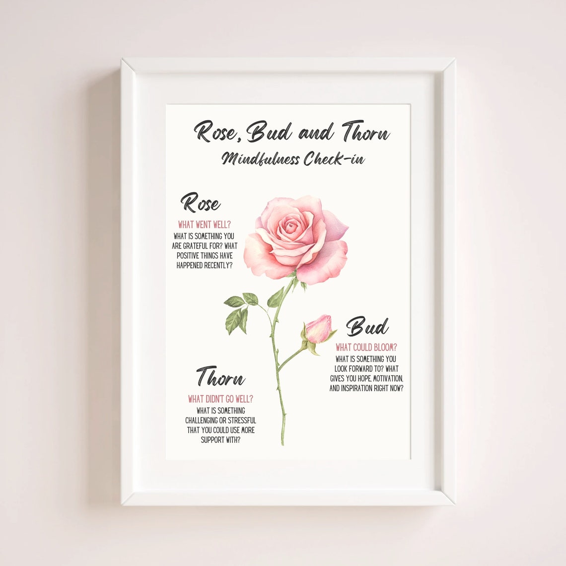 Rose Bud And Thorn Mindfulness Check In Feelings Therapy Poster - Image 4