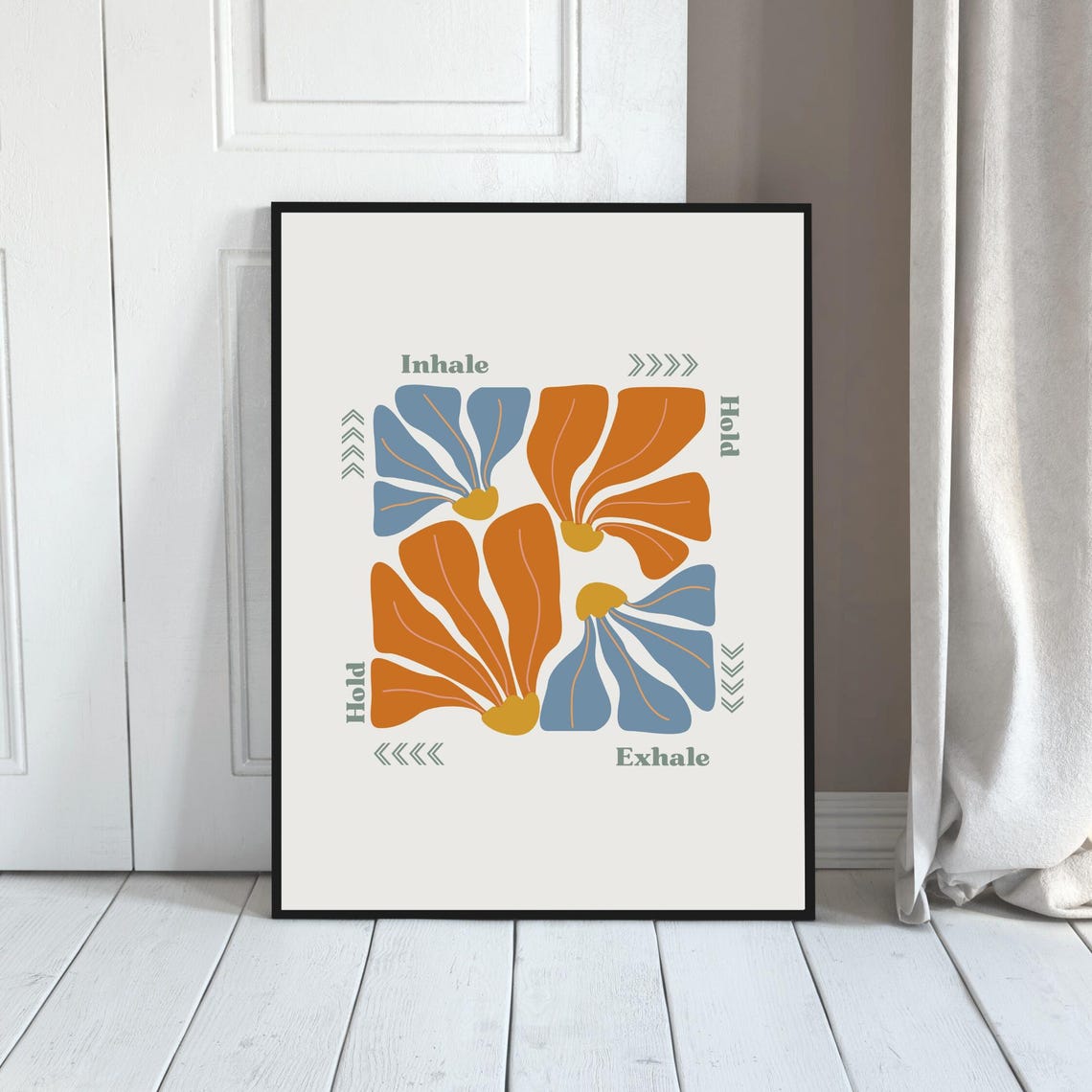 Inhale Hold Exhale Breathing Box Floral Mindfulness Calm Down Poster - Image 4