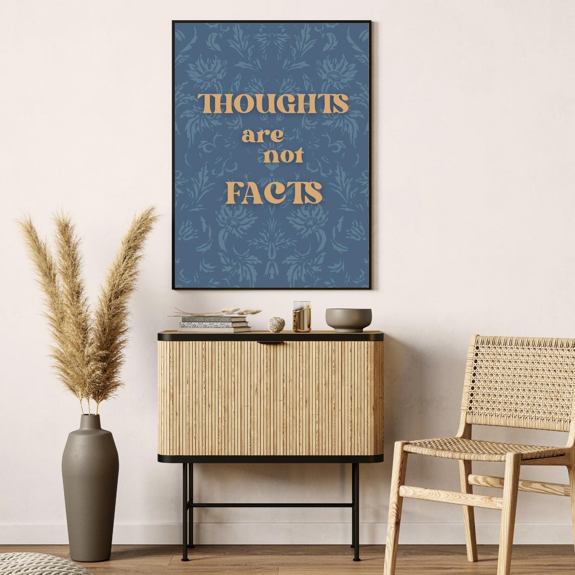 Thoughts Are Not Facts Quote Navy Botanical Mental Health Poster - Image 2