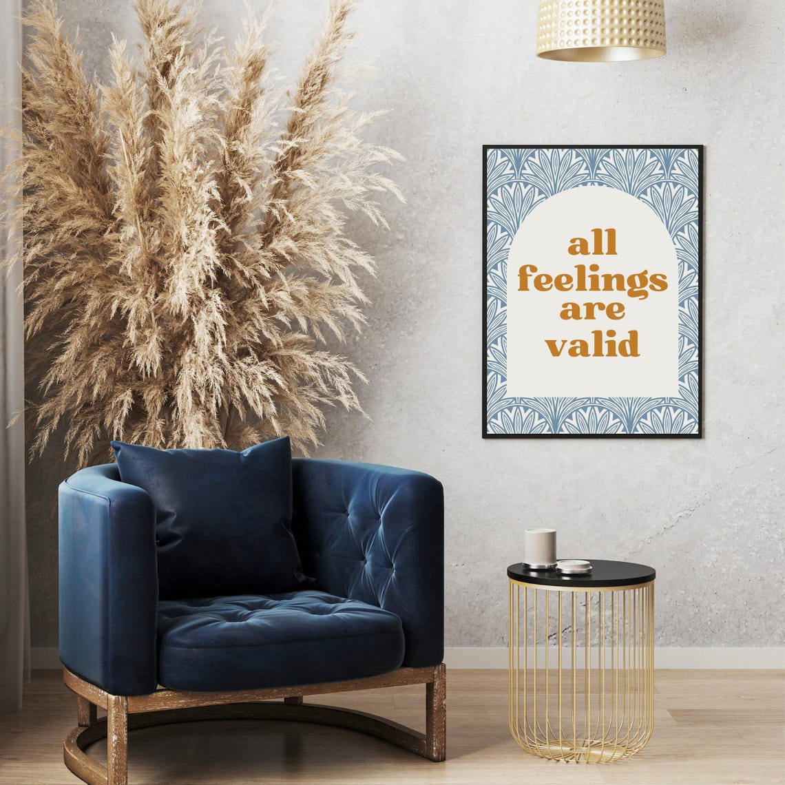 All Feelings Are Valid Quote Blue Palm Border Therapy Office Poster - Image 3