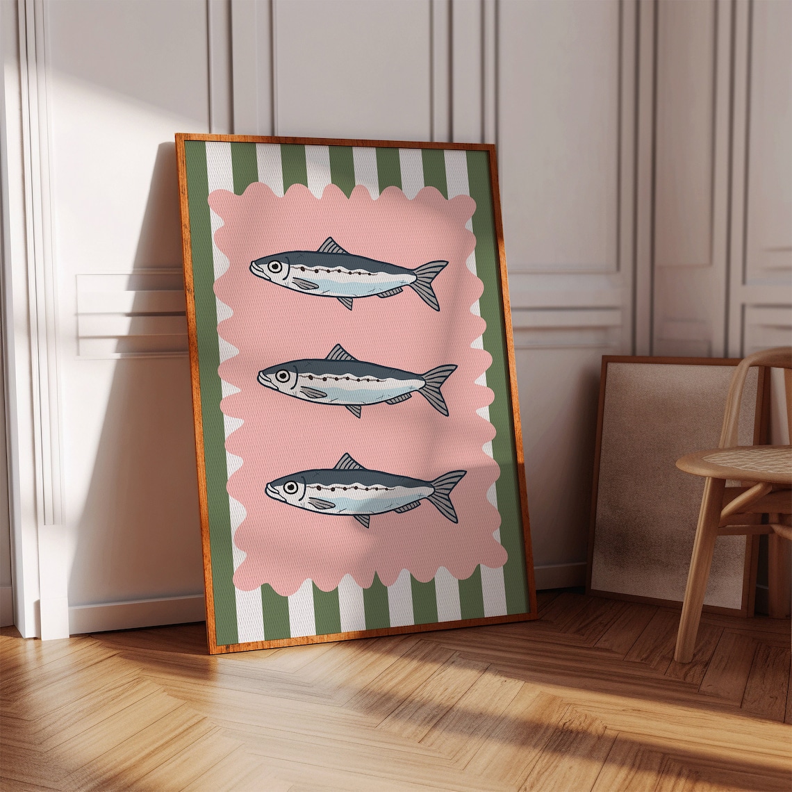 Sardine Print, Trendy Bar Cart and Dorm Room Art