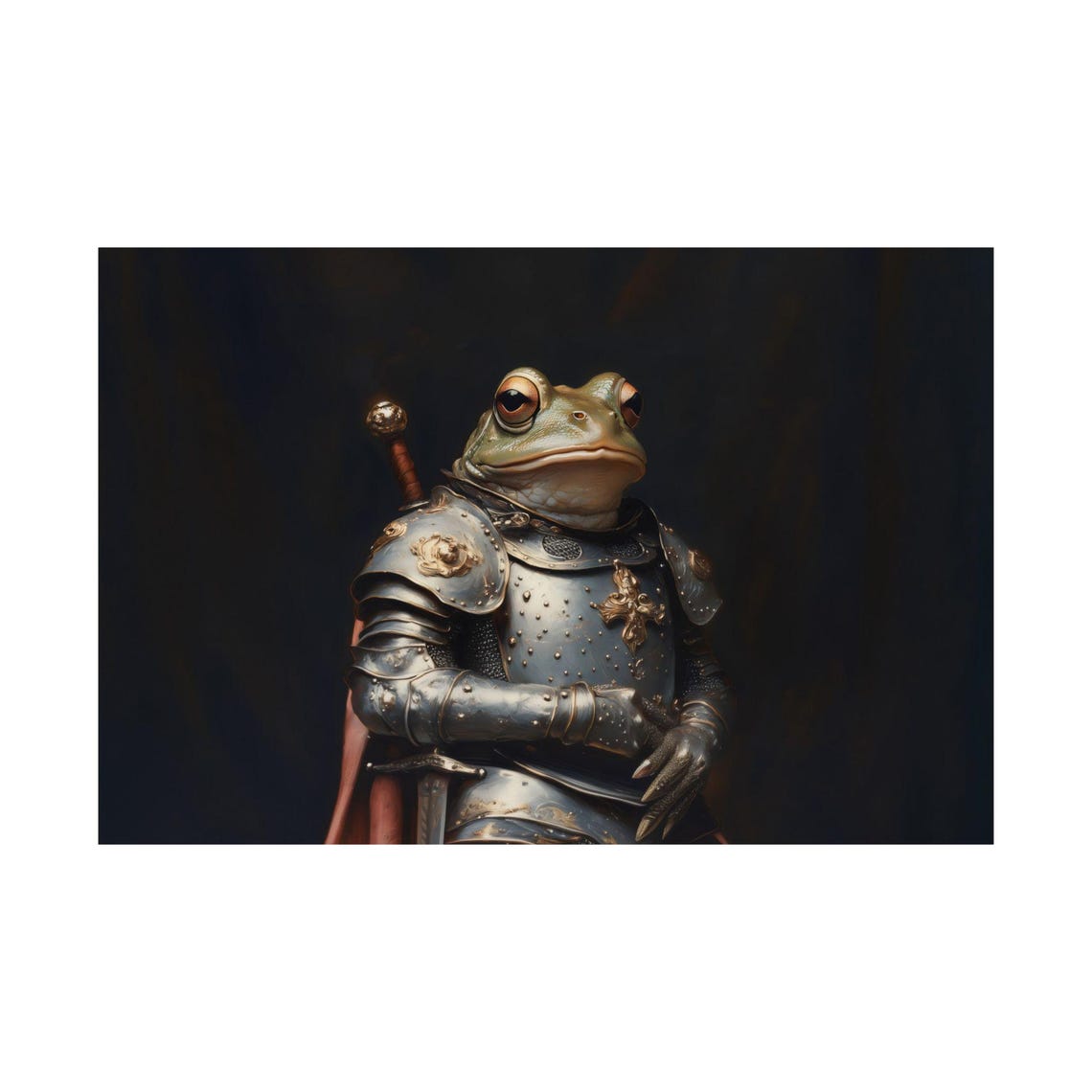 Dark Renaissance Fantasy Knight Frog Wearing Medieval Armor Poster - Image 2