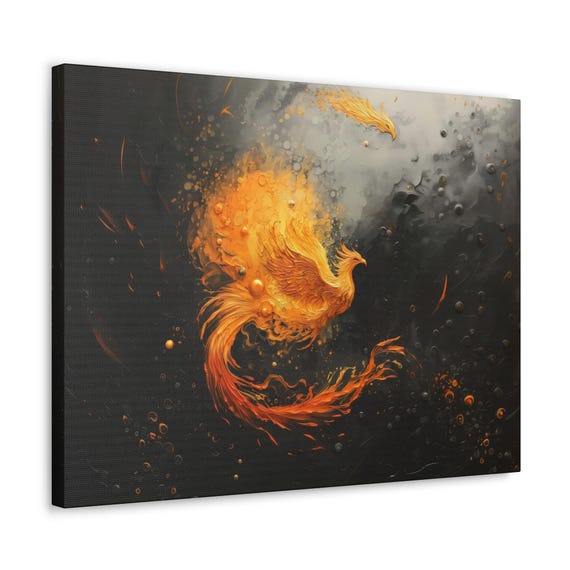 Full Phoenix Print Mythology Landscape Modern Painting Fantasy Nature Rustic Wall Print Airbnb Art Wall Decor