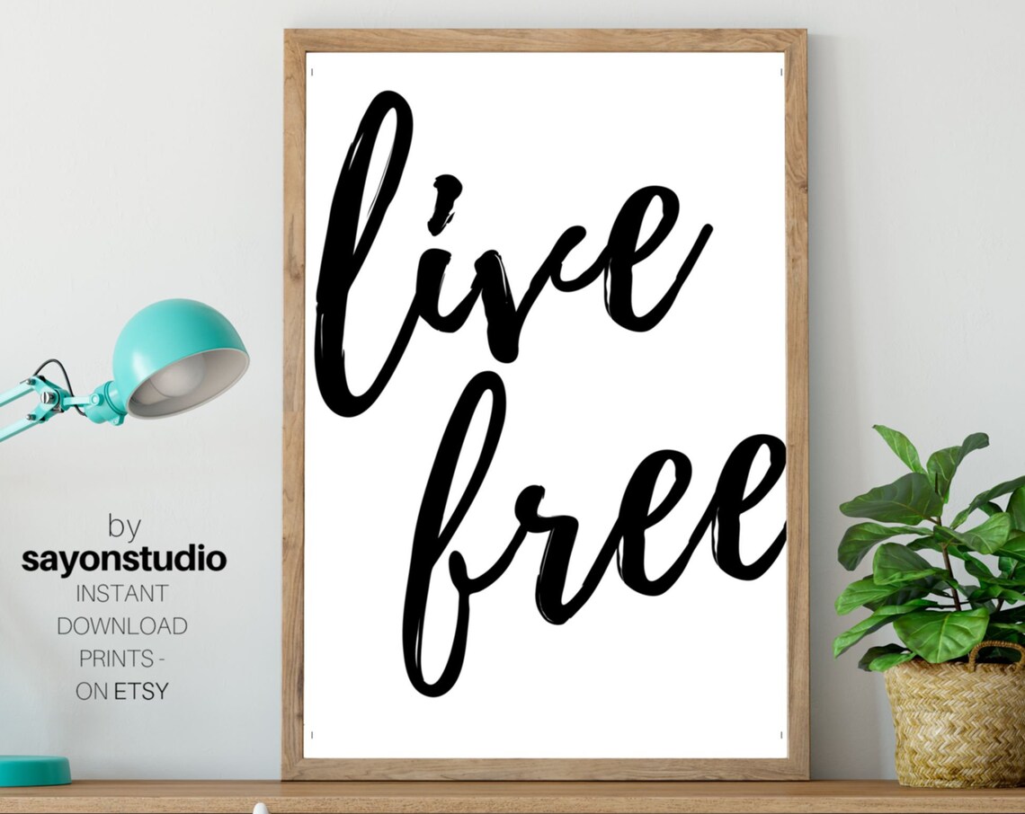 Live Free Bold Black Brush Script Typography Minimalist Freedom Quote Poster - Image 3