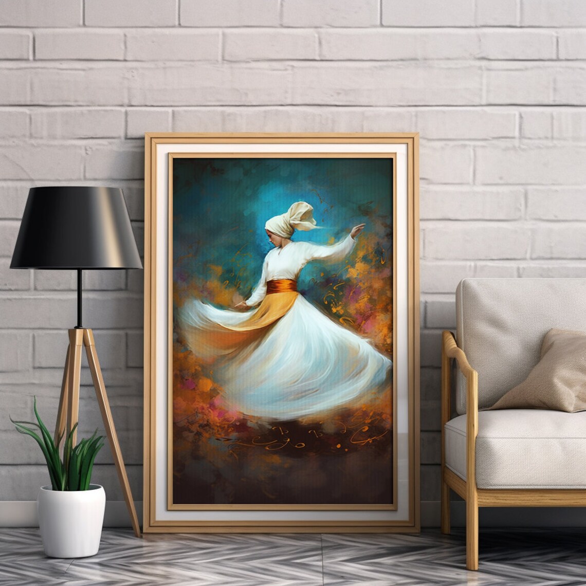 Whirling Dervish Sufi Dance Art Print Spiritual Middle Eastern Wall Poster Art - Image 2