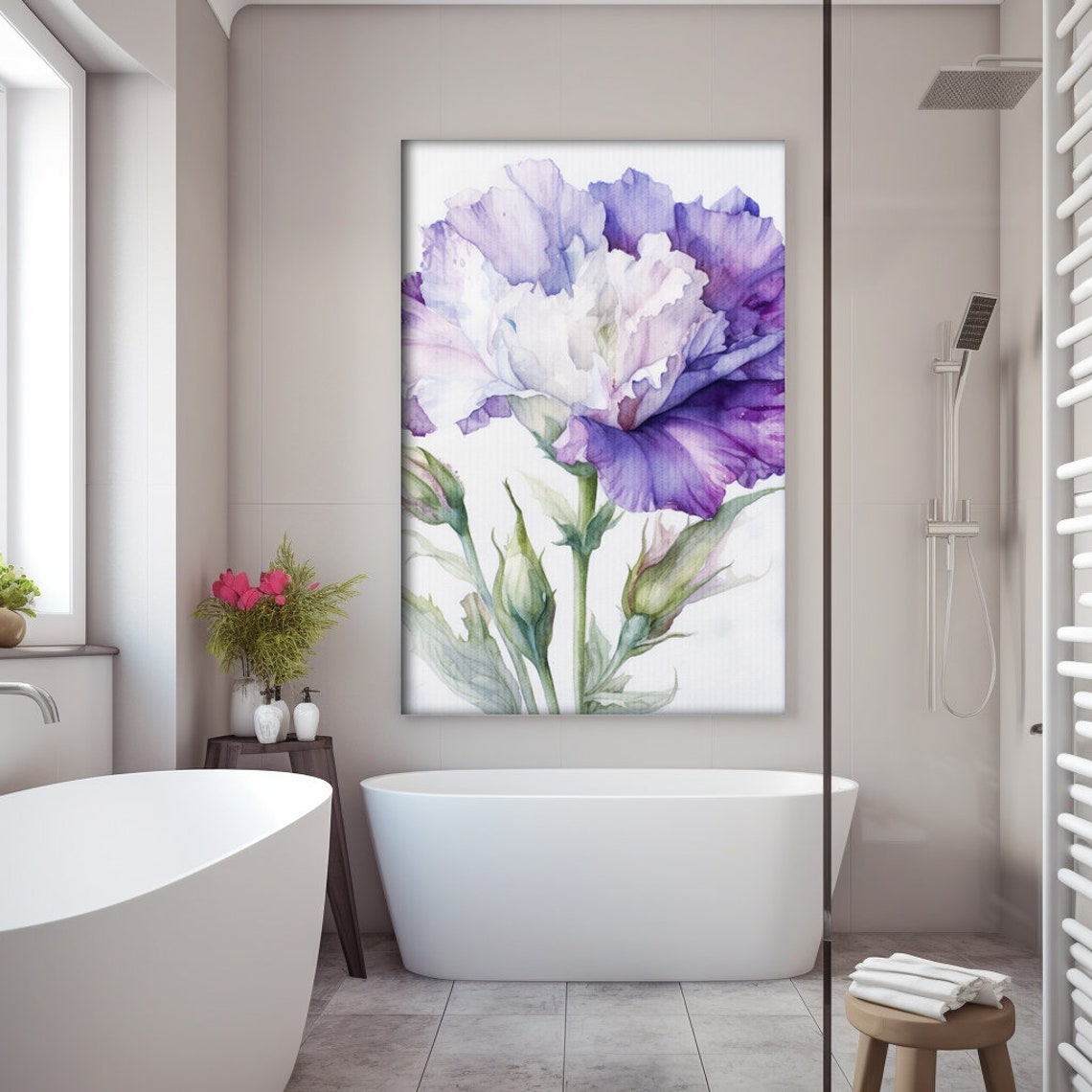 Purple Lisianthus Flower Watercolor Bloom Botanical Painting Poster - Image 3