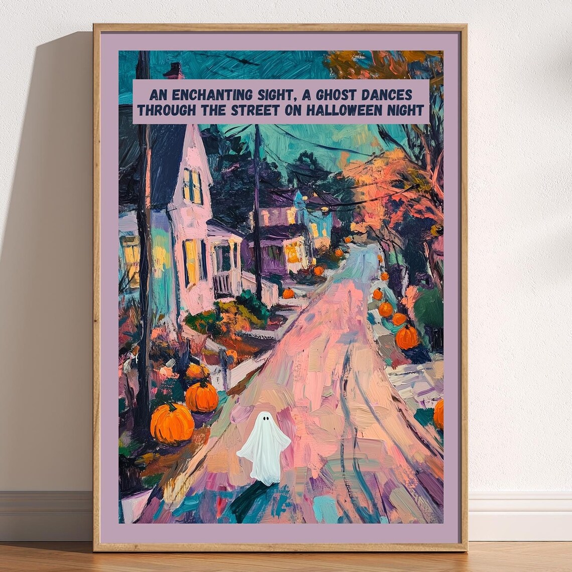 Magical Halloween Cute Ghost Poster, Cottagecore Fall Art