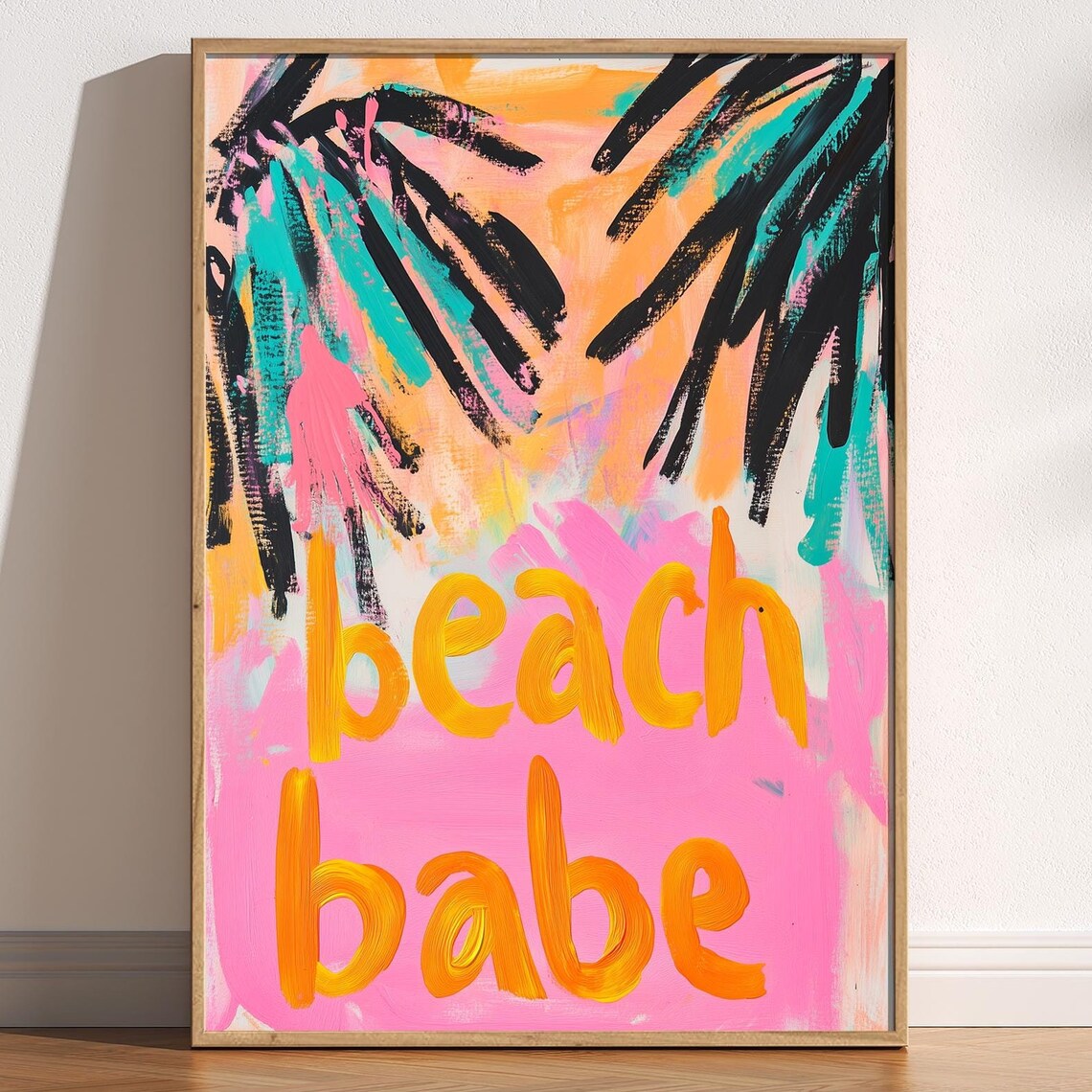 Beach Babe Colourful Tropical Palm Summer Painted Art Poster