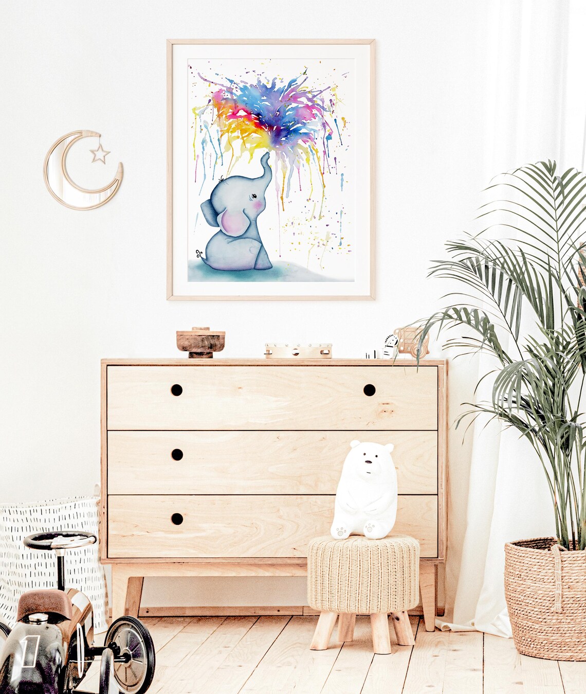 Elephant Painting, Watercolor Nursery Decor - Image 2