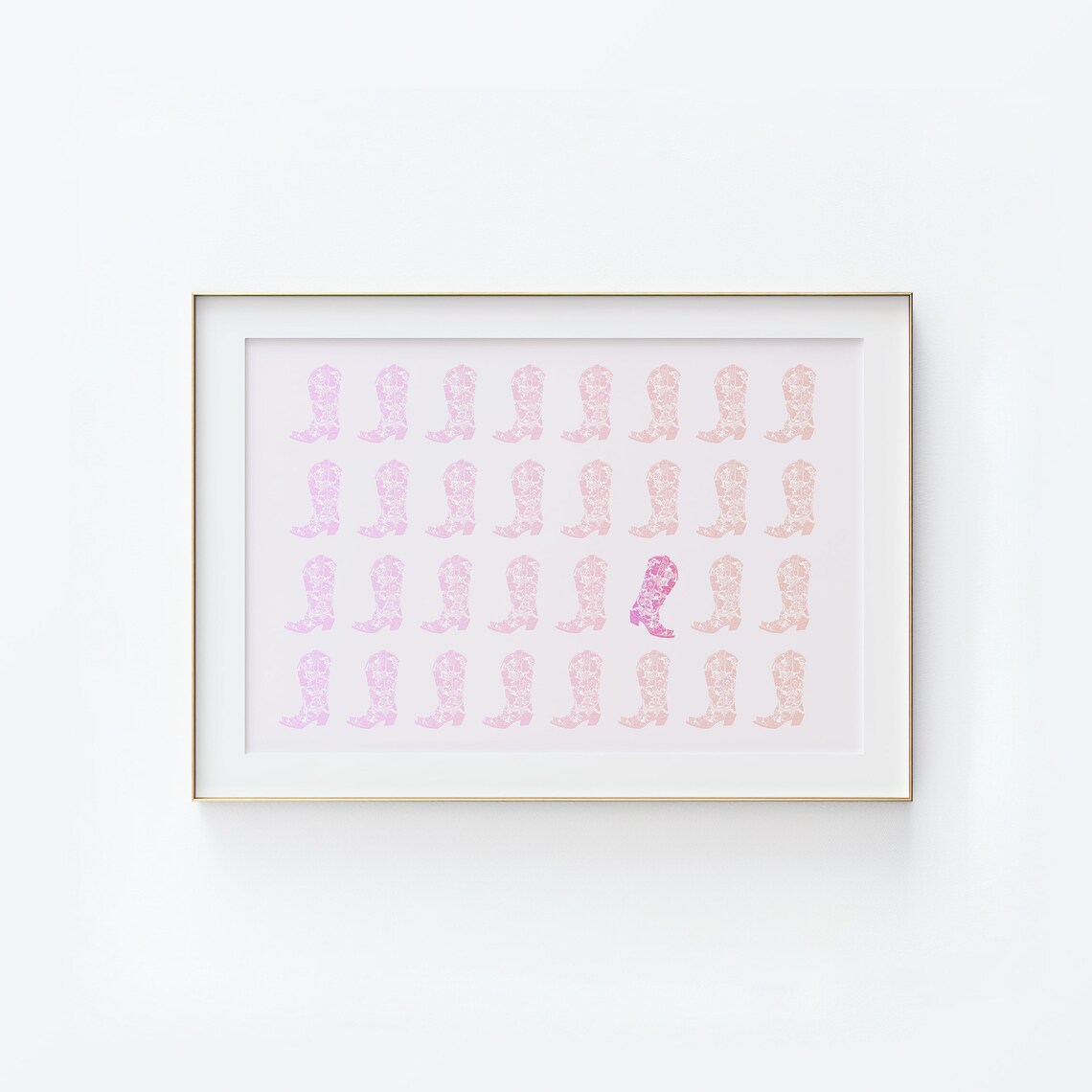 Pink Cowboy Boots Repeating Grid Western Cowgirl Decor Poster