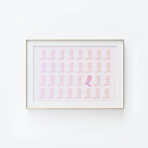 Cowboy Boots Print Pink Cowboy Boots Wall Art Minimalist Southern Wall Poster Vintage Western Cowgirl Art Cute Apartment Decor