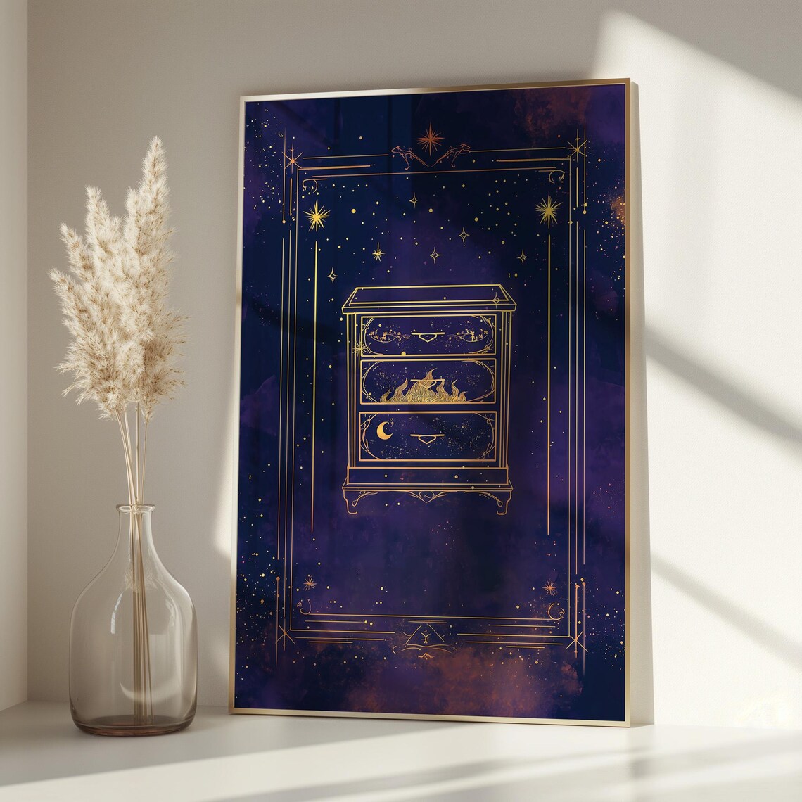Velaris Golden Dresser On Starry Midnight Blue Cosmos Poster - Image 3