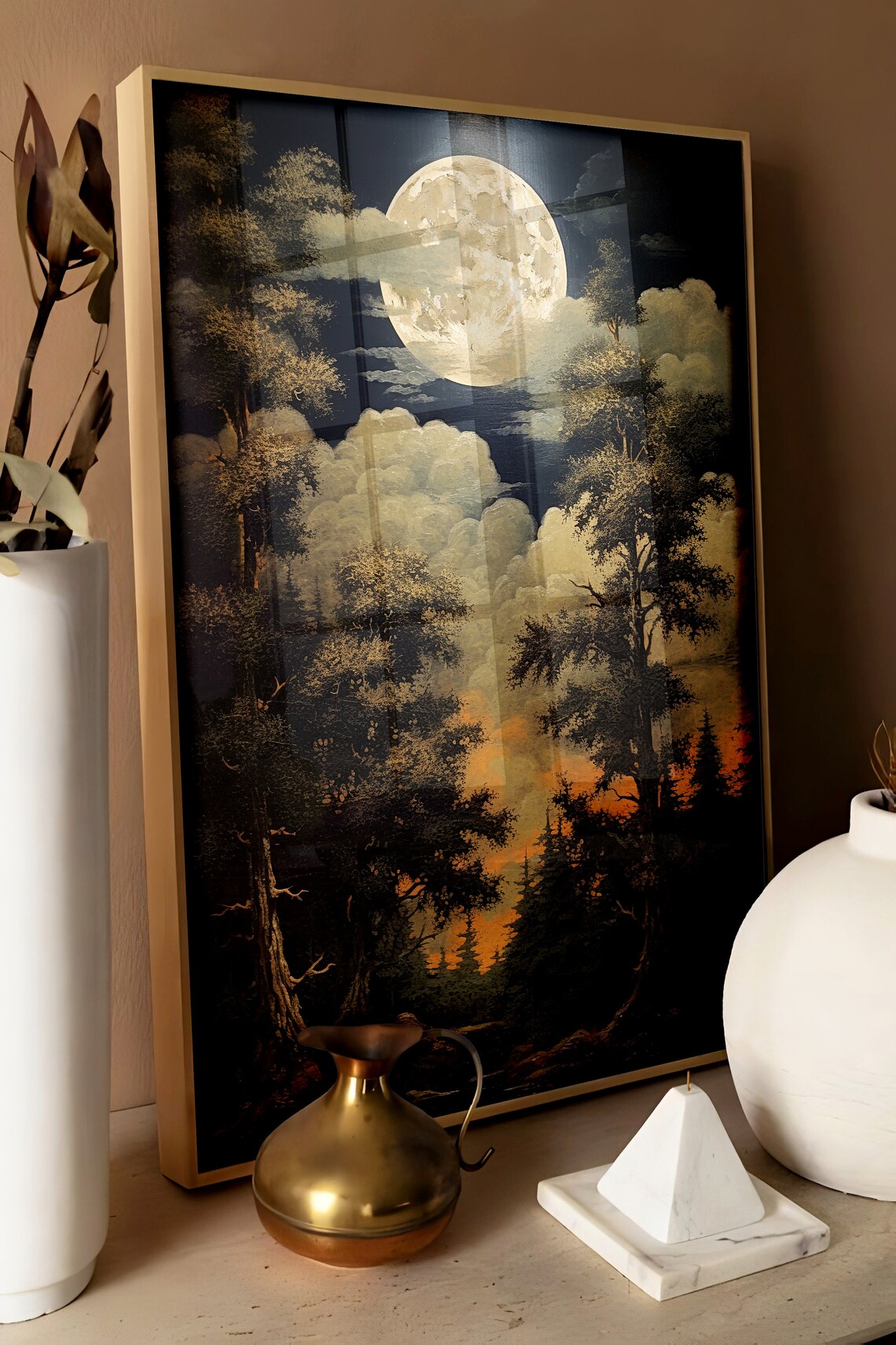 Full Moon Through The Trees, Vintage Celestial Print - Image 4