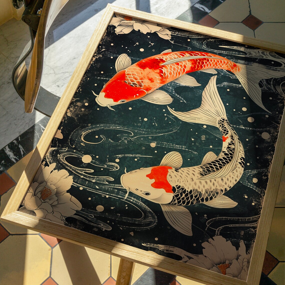 Japanese Koi Carp Ukiyo-E Art Print, Zen Decor - Image 4