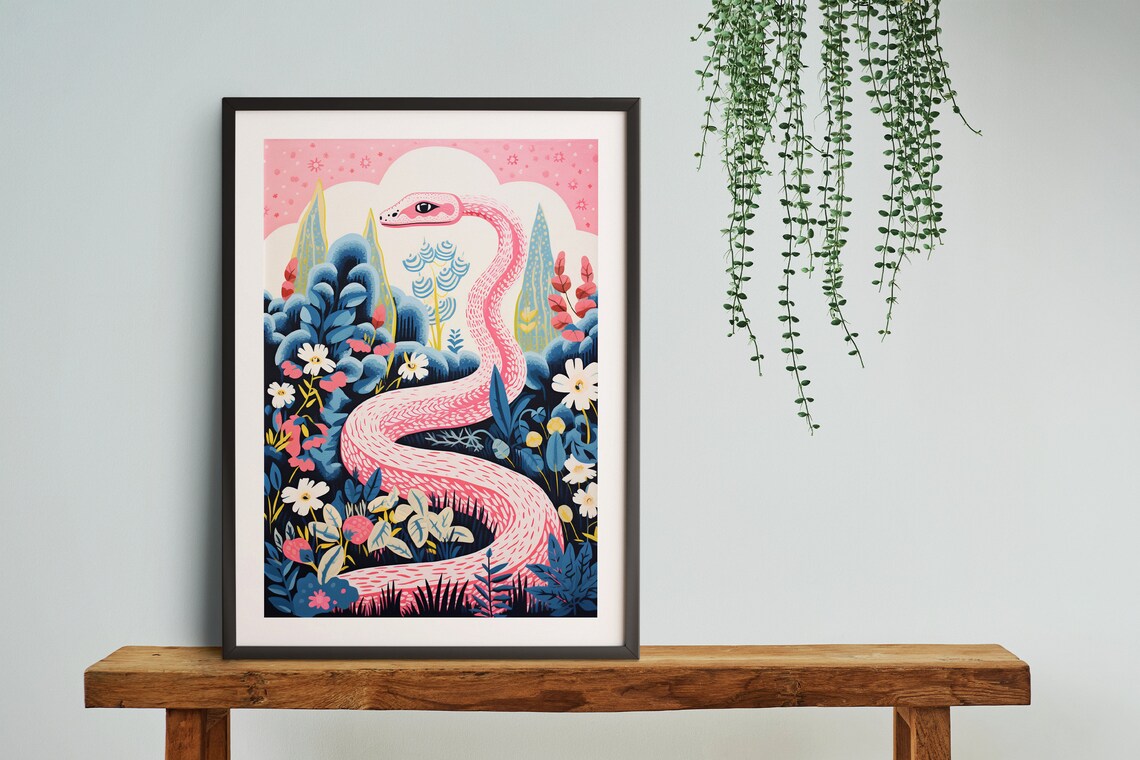 Snake Pastel Botanical Jungle Art Print, Kids Nursery Decor - Image 2