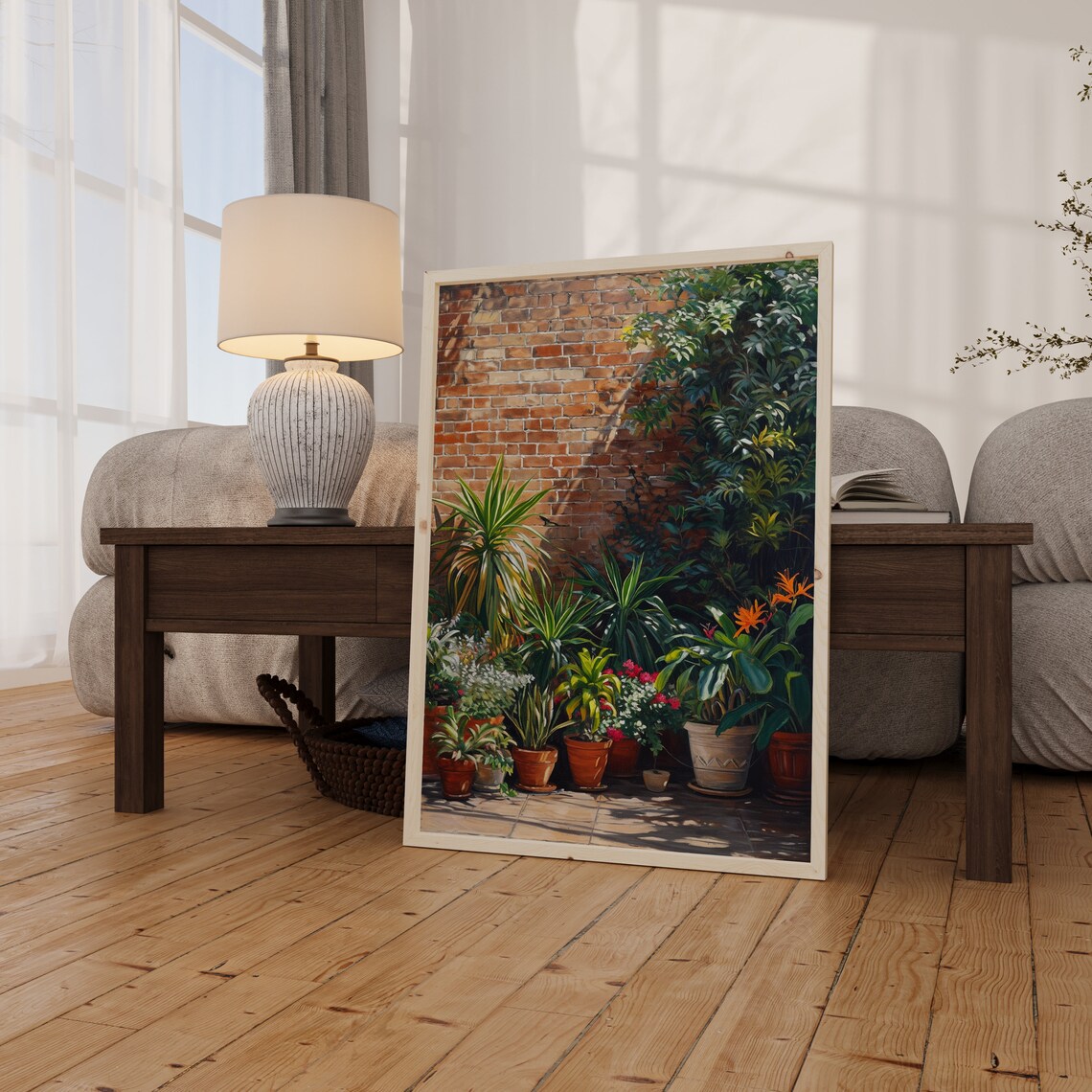Potted Plants on the Patio Art Print, Cottagecore Botanicals - Image 2