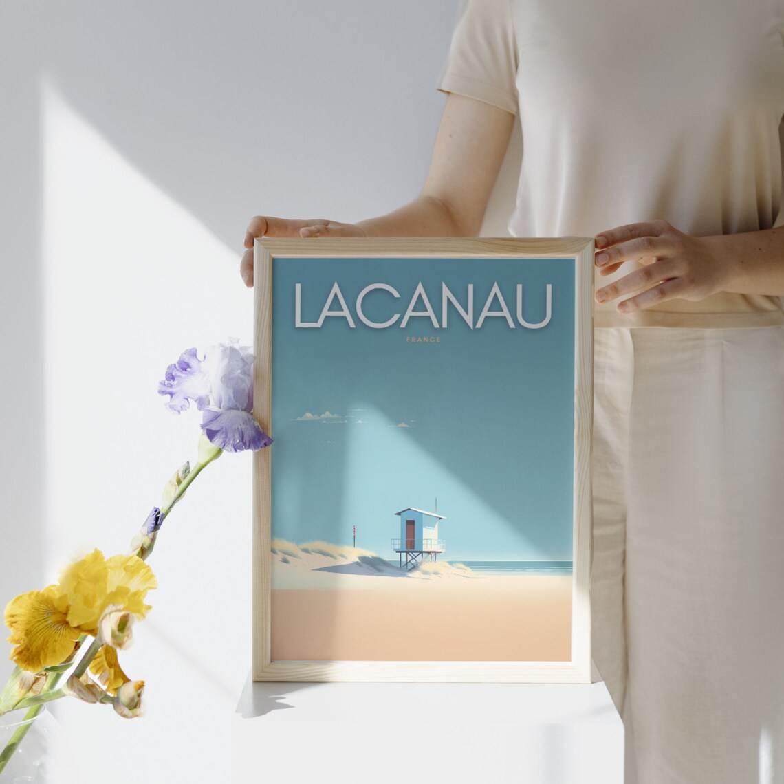 Lacanau France Beach Lifeguard Hut Minimalist Travel Poster Art - Image 3