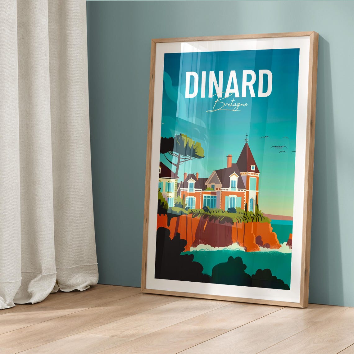 Dinard Bretagne Seaside Villas on Emerald Cliffs Travel Poster - Image 5