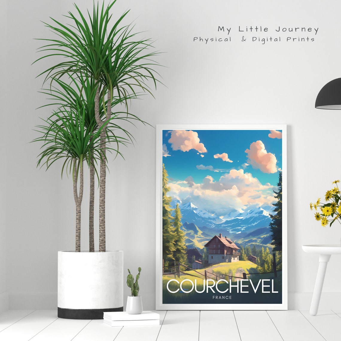 Courchevel Poster Mountain Wall Art Vintage Travel Poster Landscape Painting France Poster French Alps Holiday Decor - Image 4